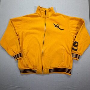 Rocawear Zip Up‎ Sweatshirt Mens 2XL Good Yellow Y2K Varsity Embroidered Logo
